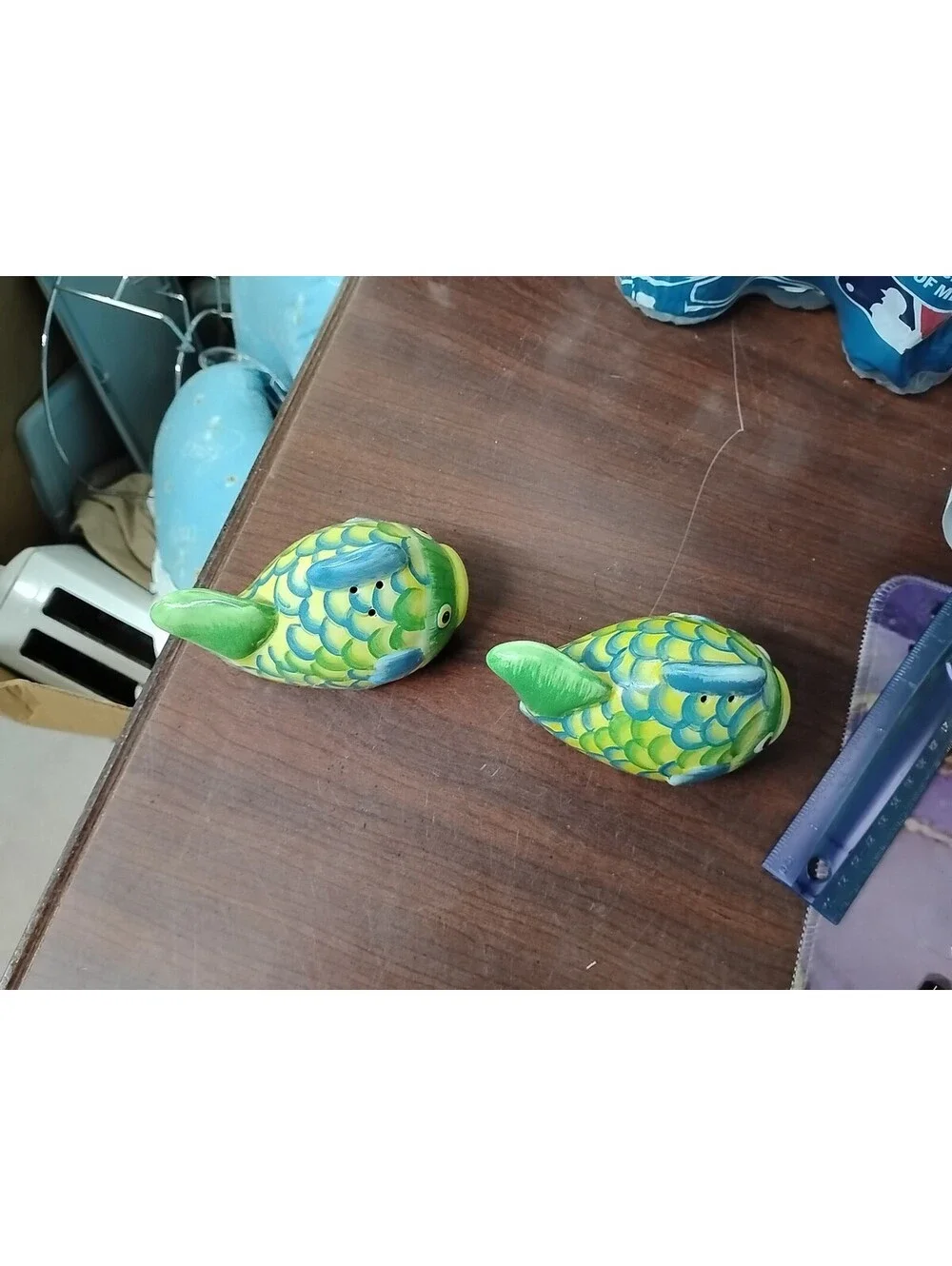 Nautical Beach Cottage Anthropomorphic Ceramic Fish Face Salt & Pepper Shakers